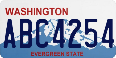 WA license plate ABC4254