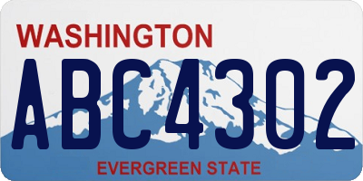 WA license plate ABC4302