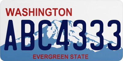 WA license plate ABC4333