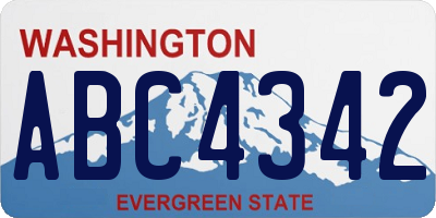 WA license plate ABC4342