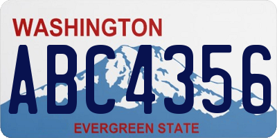 WA license plate ABC4356