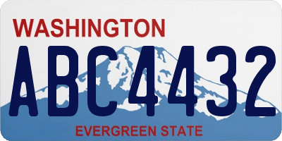 WA license plate ABC4432