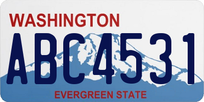 WA license plate ABC4531