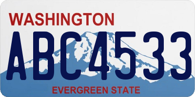 WA license plate ABC4533