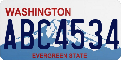 WA license plate ABC4534