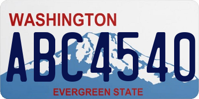 WA license plate ABC4540