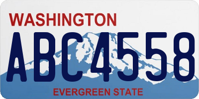 WA license plate ABC4558