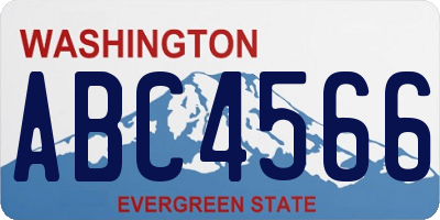 WA license plate ABC4566