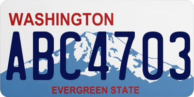 WA license plate ABC4703
