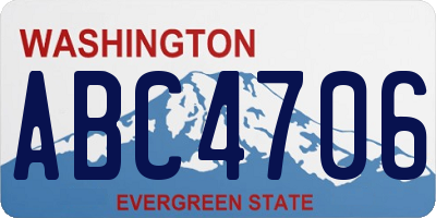 WA license plate ABC4706