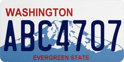 WA license plate ABC4707