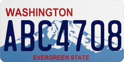 WA license plate ABC4708