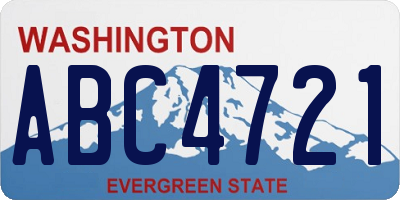 WA license plate ABC4721