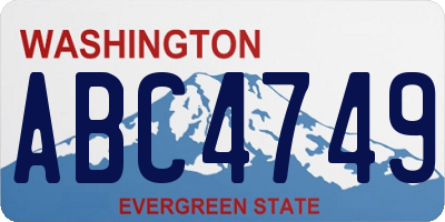 WA license plate ABC4749