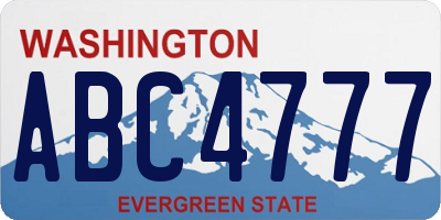 WA license plate ABC4777