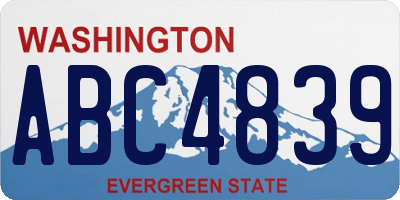 WA license plate ABC4839
