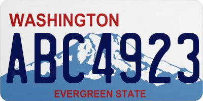 WA license plate ABC4923