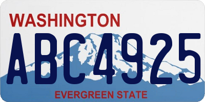WA license plate ABC4925