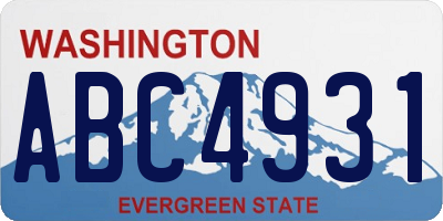 WA license plate ABC4931