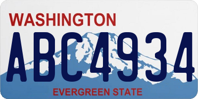 WA license plate ABC4934