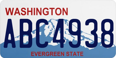 WA license plate ABC4938