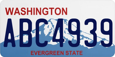 WA license plate ABC4939