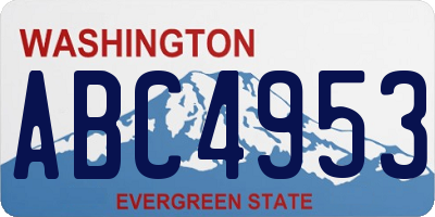 WA license plate ABC4953