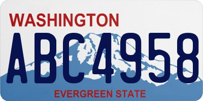 WA license plate ABC4958
