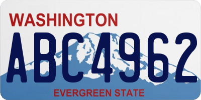 WA license plate ABC4962