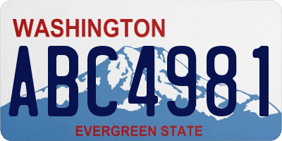 WA license plate ABC4981