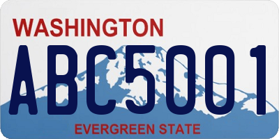 WA license plate ABC5001