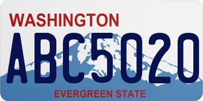 WA license plate ABC5020