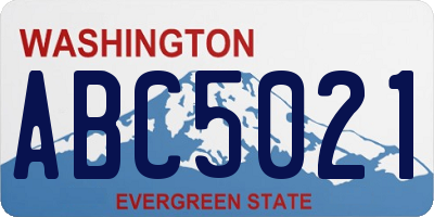 WA license plate ABC5021