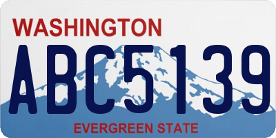 WA license plate ABC5139