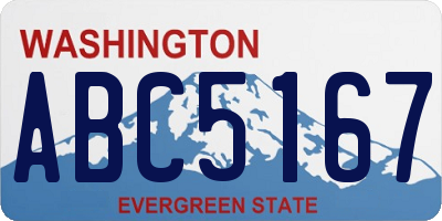 WA license plate ABC5167