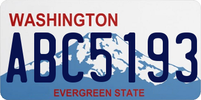 WA license plate ABC5193