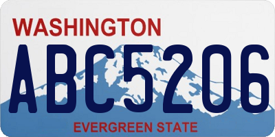 WA license plate ABC5206