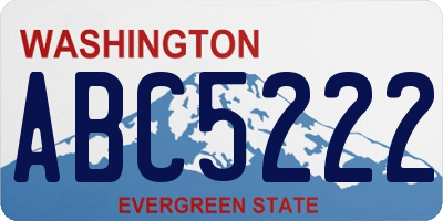 WA license plate ABC5222