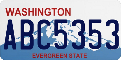 WA license plate ABC5353