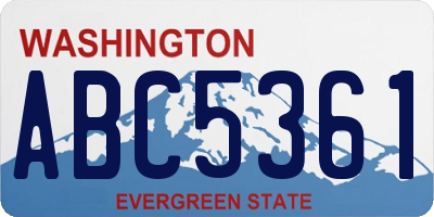 WA license plate ABC5361