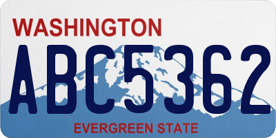 WA license plate ABC5362