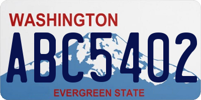 WA license plate ABC5402