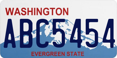 WA license plate ABC5454