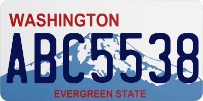 WA license plate ABC5538