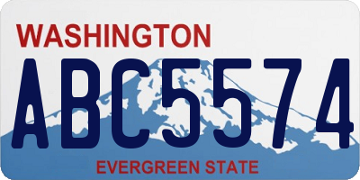 WA license plate ABC5574