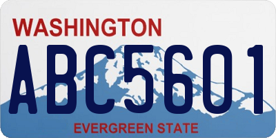 WA license plate ABC5601