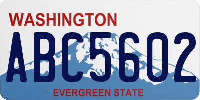 WA license plate ABC5602