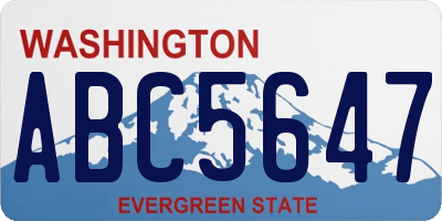 WA license plate ABC5647