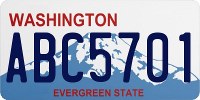 WA license plate ABC5701