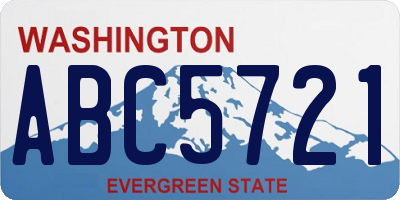 WA license plate ABC5721